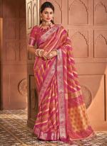 Soft Silk Pink Festival Wear Printed Saree